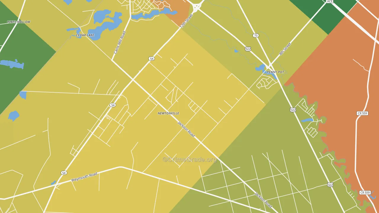 Newtonville, NJ Map of Vandalism Rates