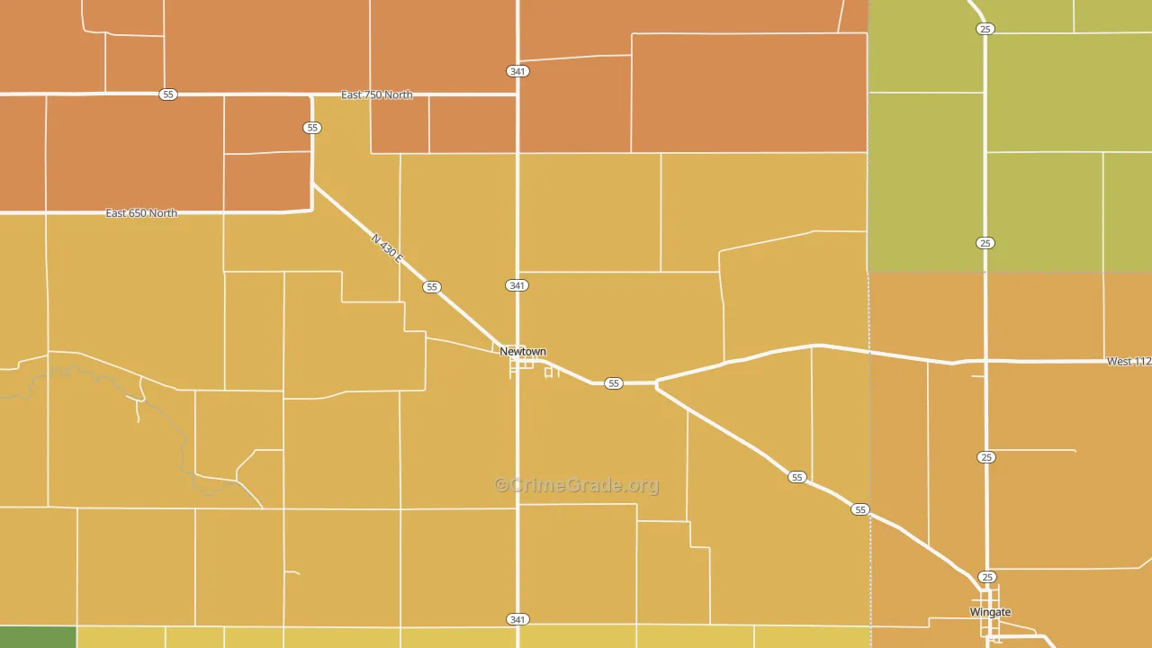 Newtown, IN Map of Vandalism Rates
