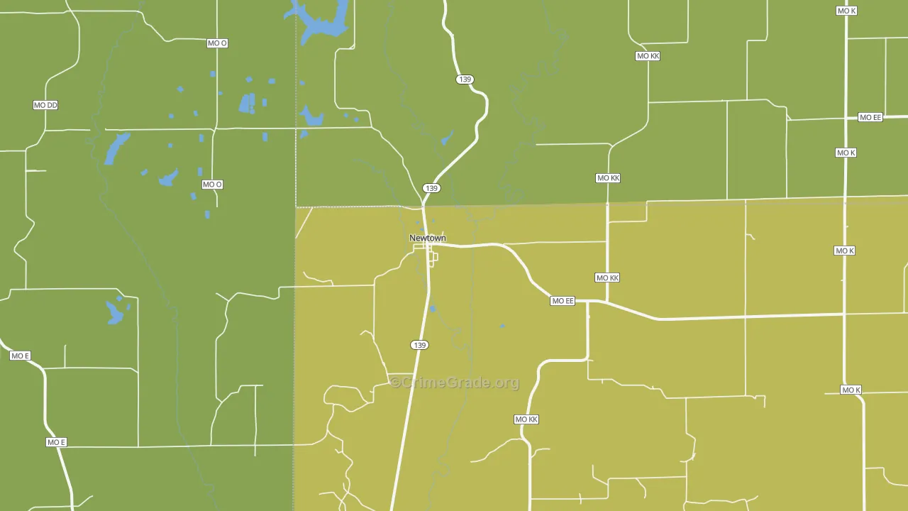 Newtown, MO Map of Vandalism Rates