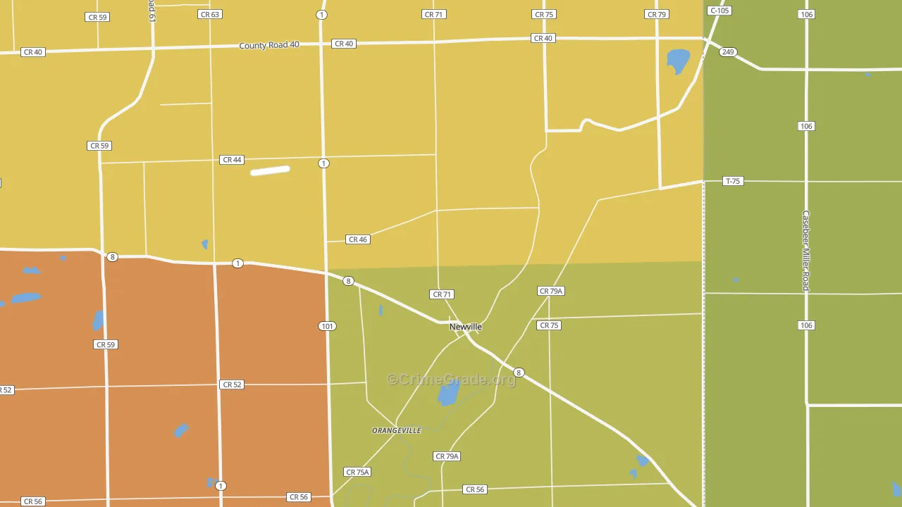 Newville, IN Map of Vandalism Rates
