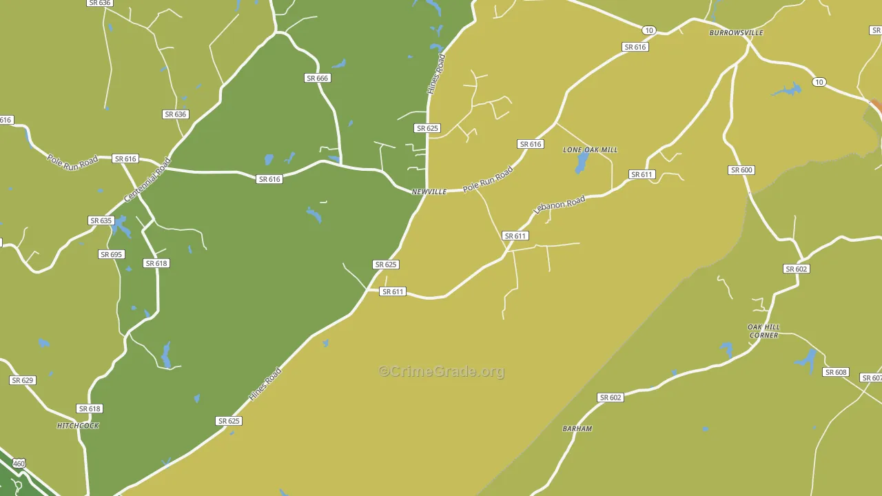 Newville, VA Map of Vandalism Rates