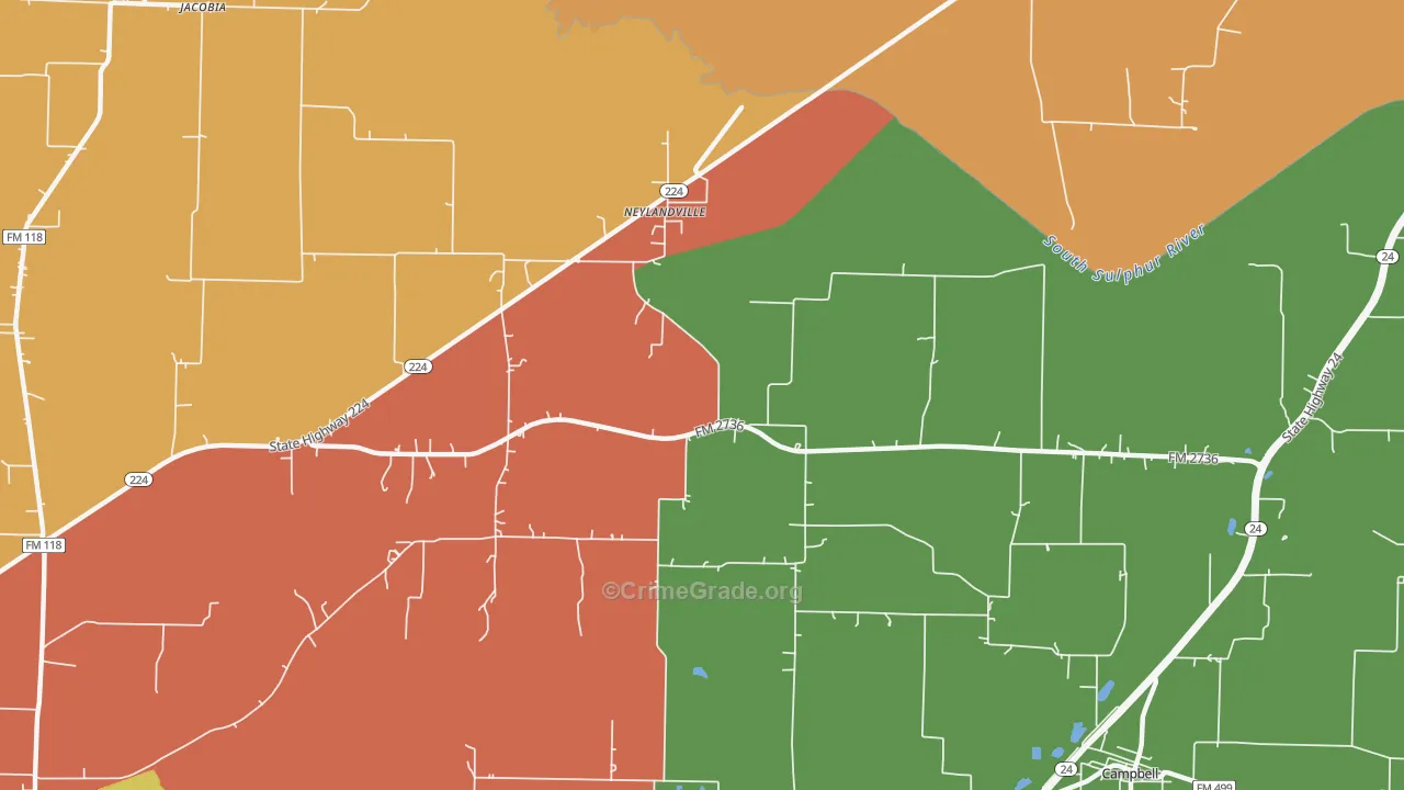 Neylandville, TX Map of Vandalism Rates