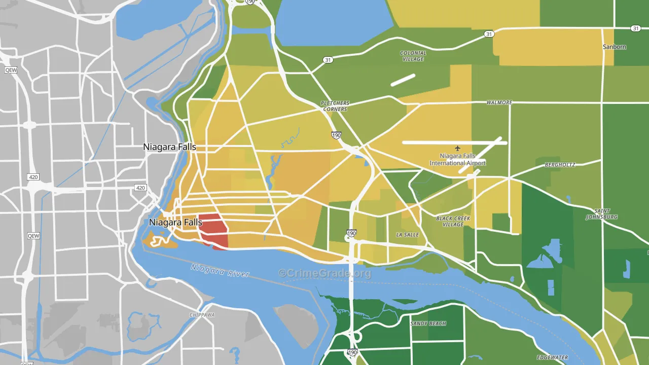Niagara Falls, NY Map of Vandalism Rates