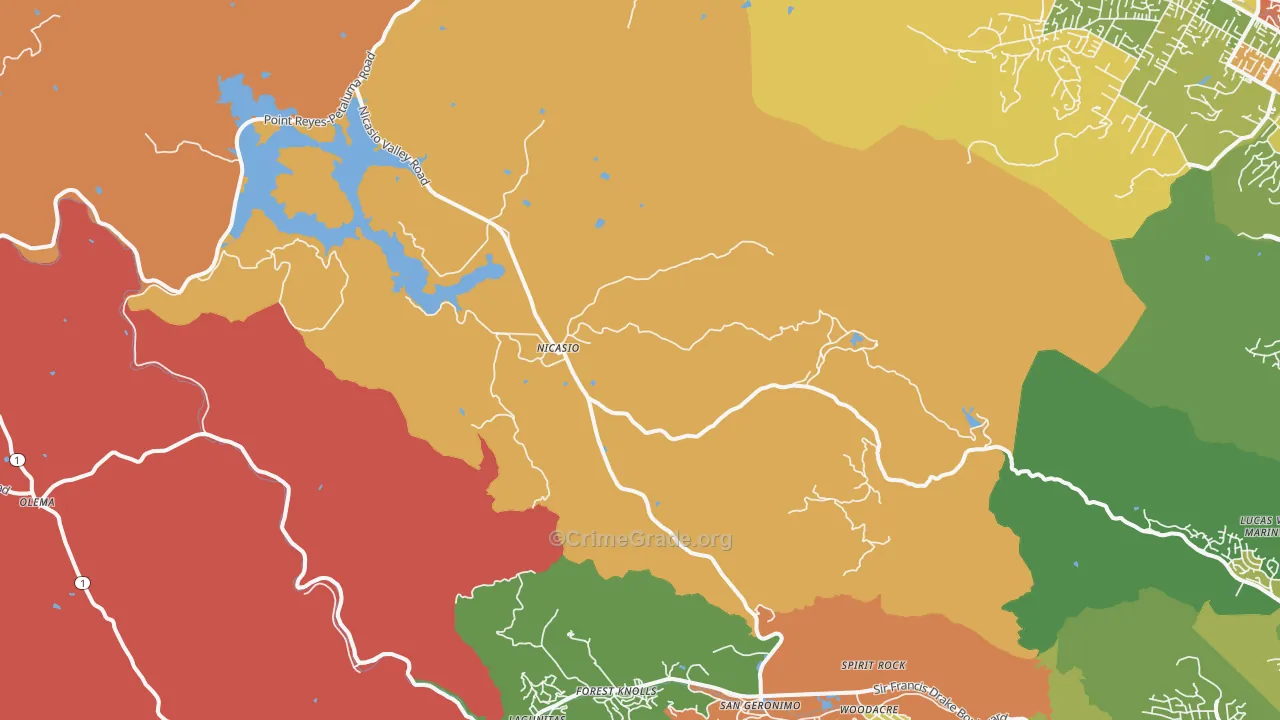 Nicasio, CA Map of Vandalism Rates