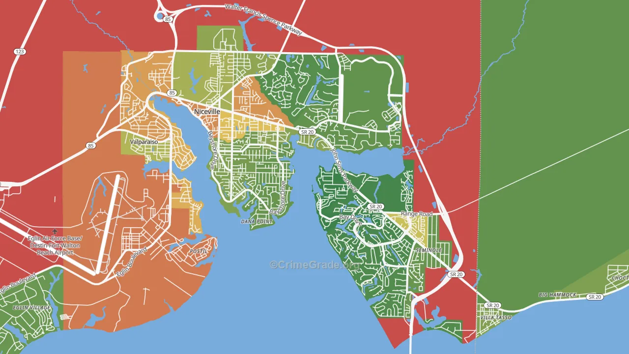Niceville, FL Map of Vandalism Rates