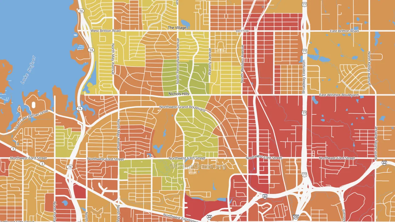 Nichols Hills, OK Map of Vandalism Rates