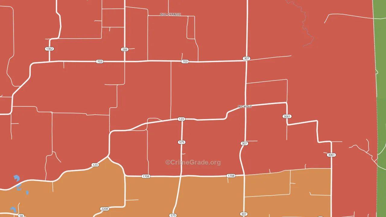 Nichols, KY Map of Vandalism Rates