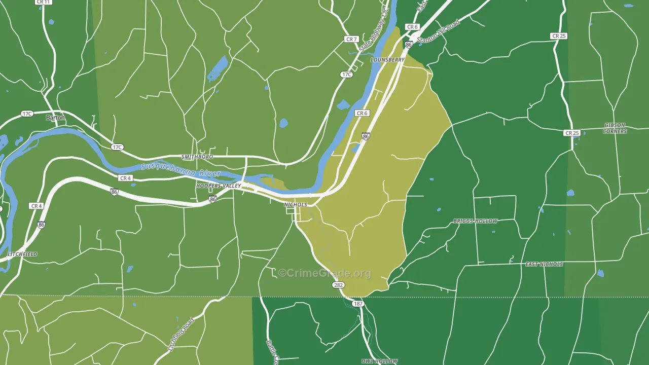 Nichols, NY Map of Vandalism Rates