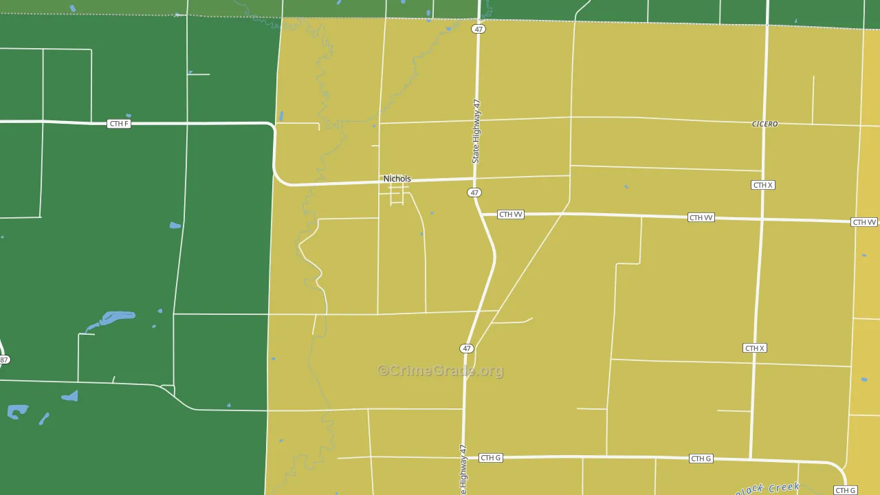 Nichols, WI Map of Vandalism Rates