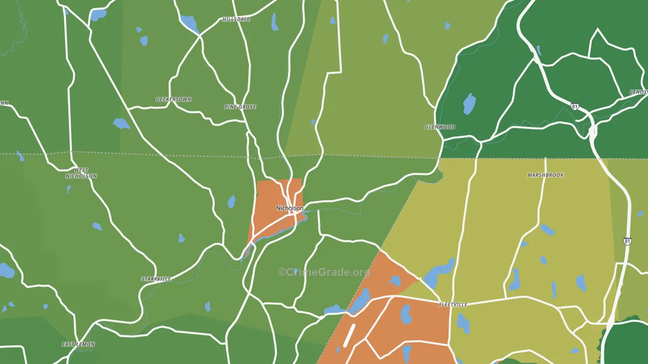 Nicholson, PA Map of Vandalism Rates