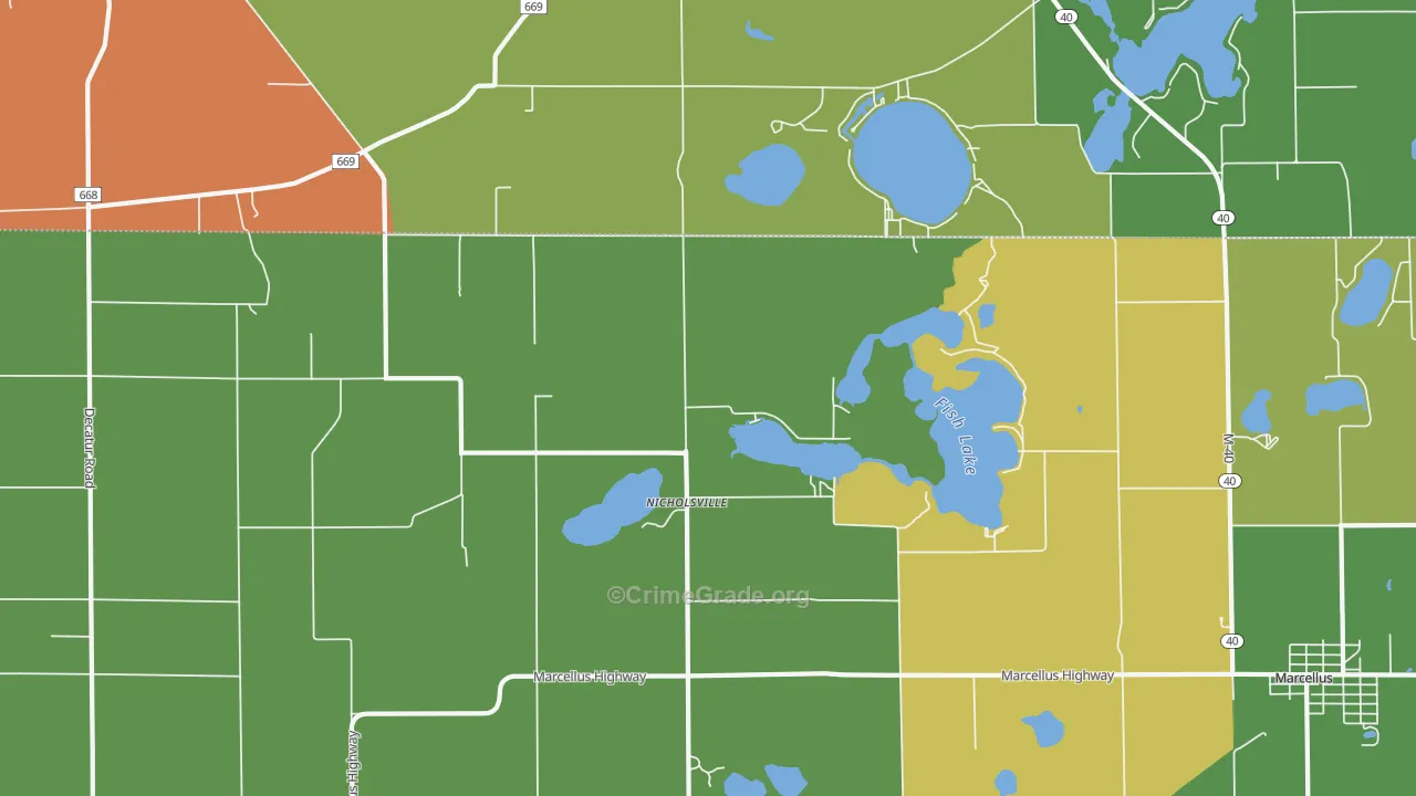 Nicholsville, MI Map of Vandalism Rates