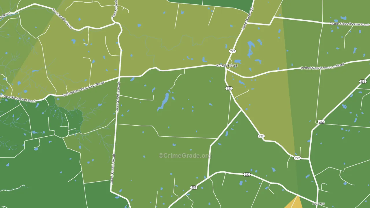 Nicholsville, OH Map of Vandalism Rates