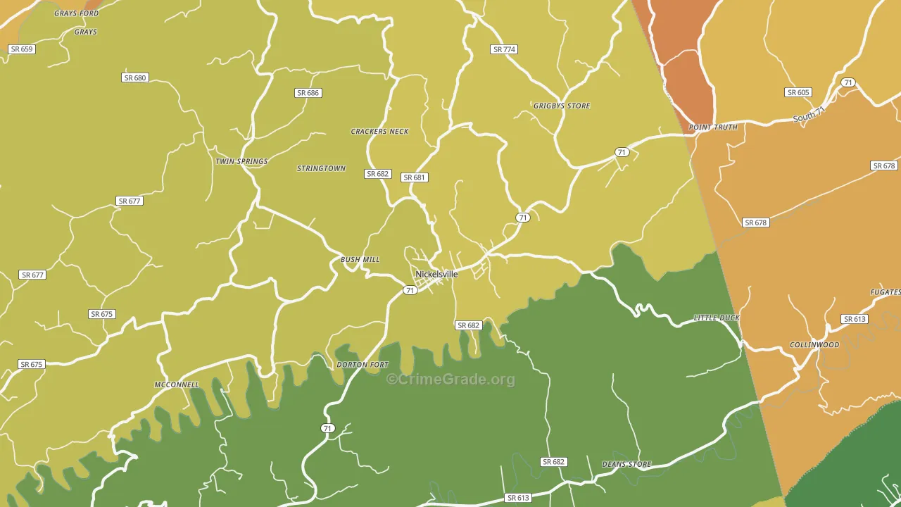 Nickelsville, VA Map of Vandalism Rates