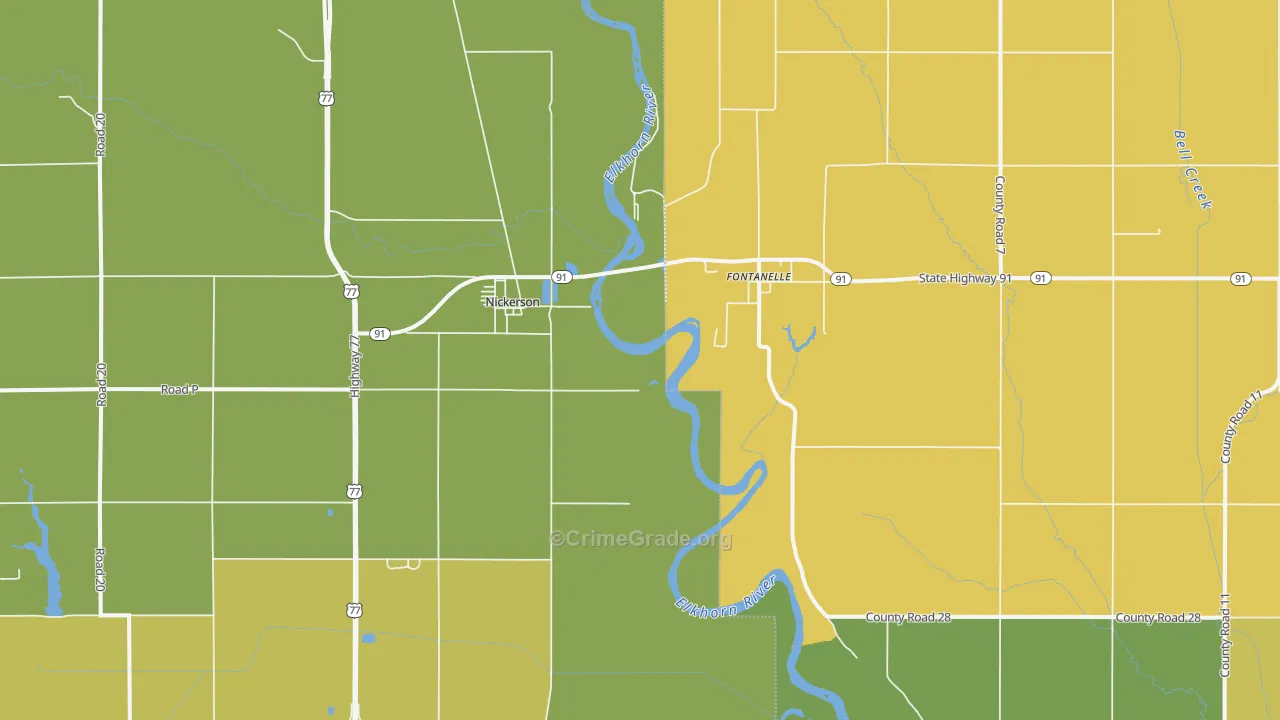 Nickerson, NE Map of Vandalism Rates