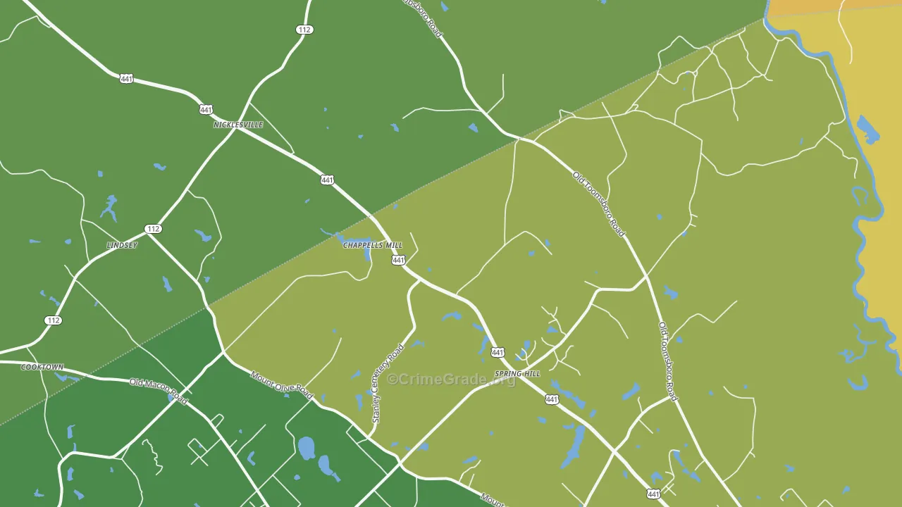 Nicklesville, GA Map of Vandalism Rates