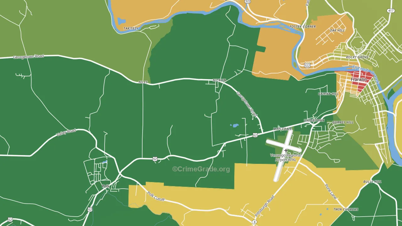 Nicklin, PA Map of Vandalism Rates