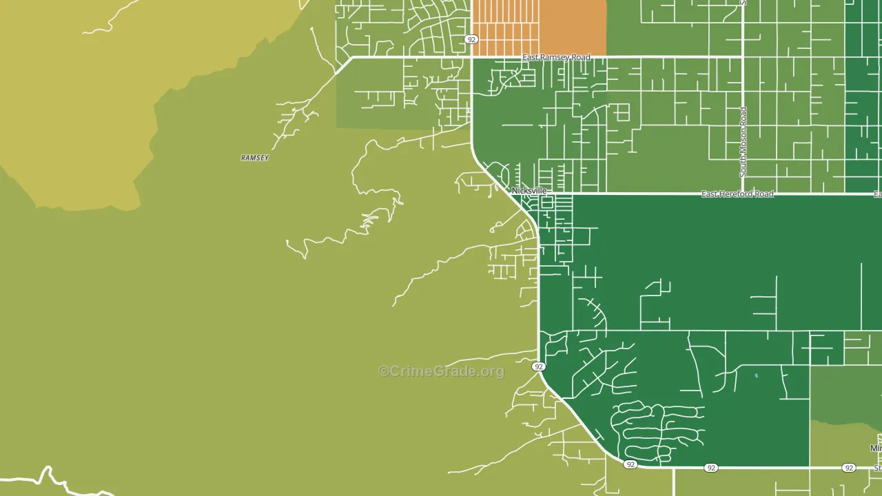 Nicksville, AZ Map of Vandalism Rates
