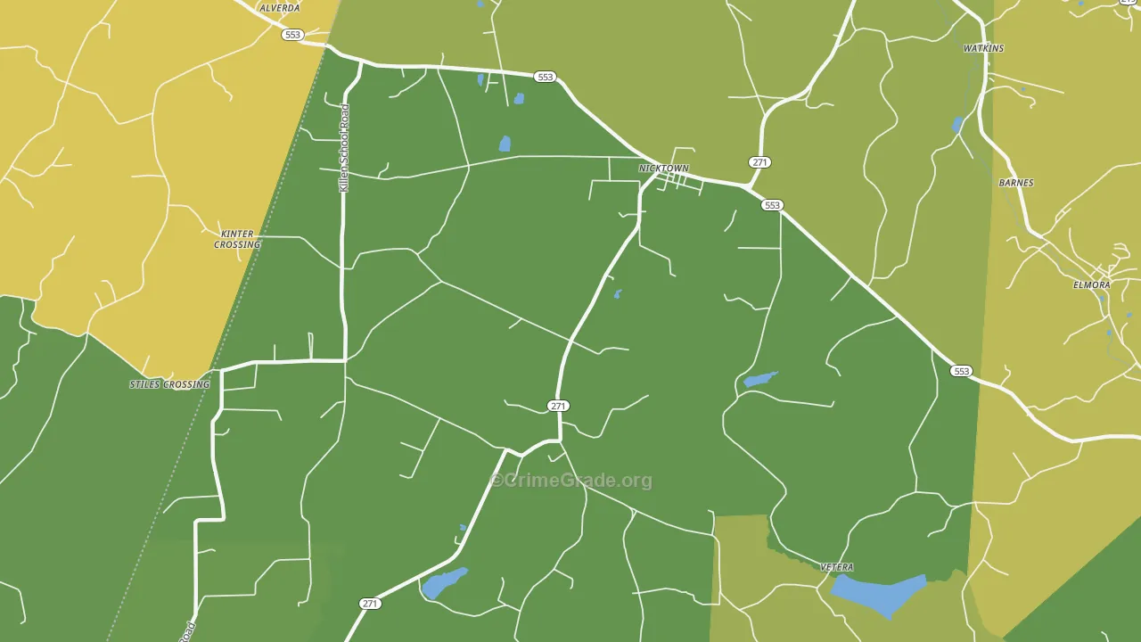 Nicktown, PA Map of Vandalism Rates