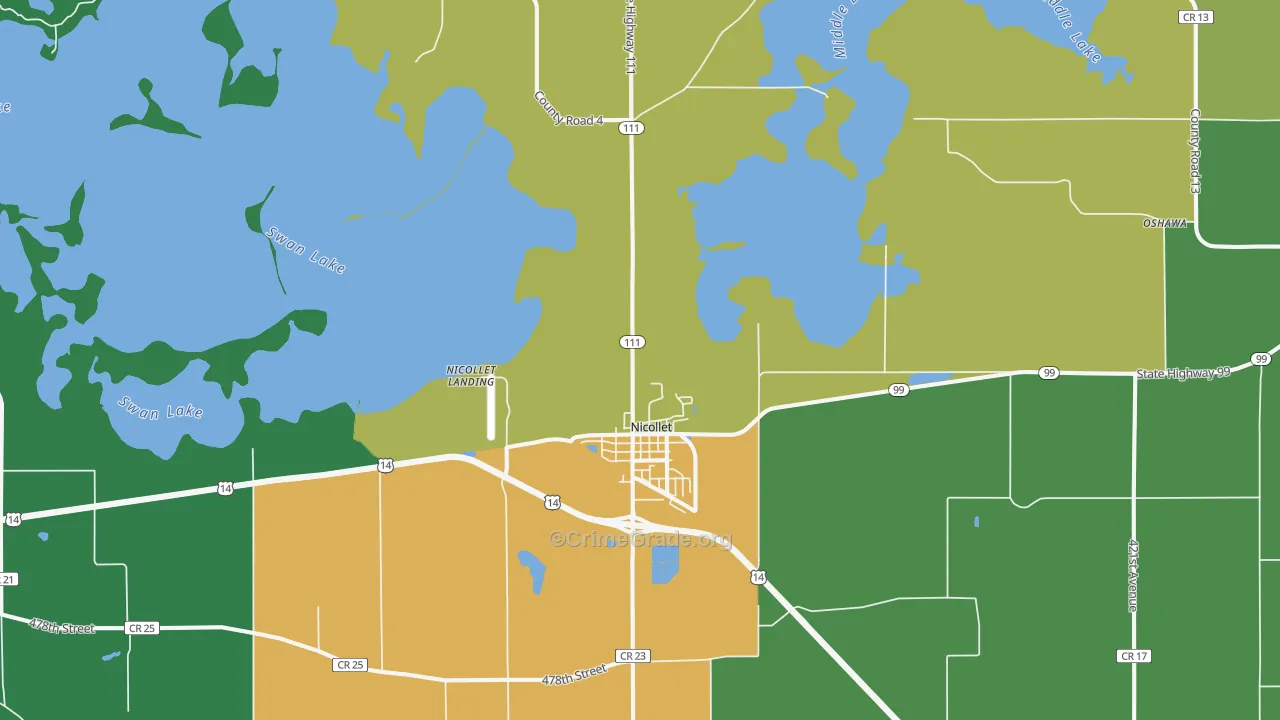 Nicollet, MN Map of Vandalism Rates