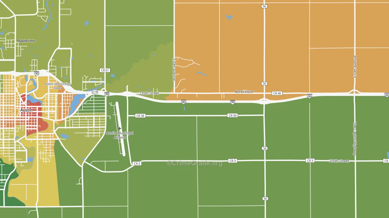 Nicolville, MN Map of Vandalism Rates