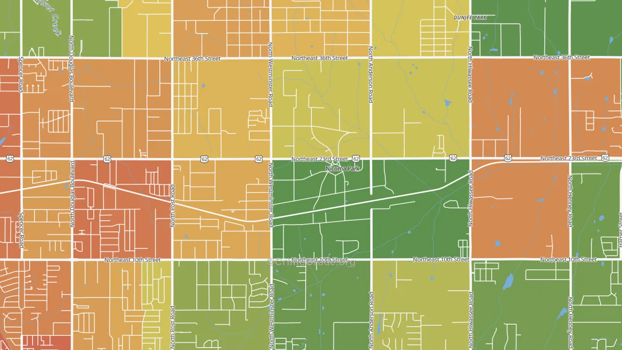 Nicoma Park, OK Map of Vandalism Rates