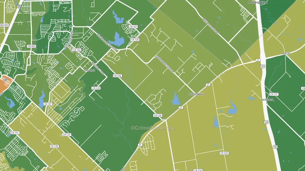 Niederwald, TX Map of Vandalism Rates