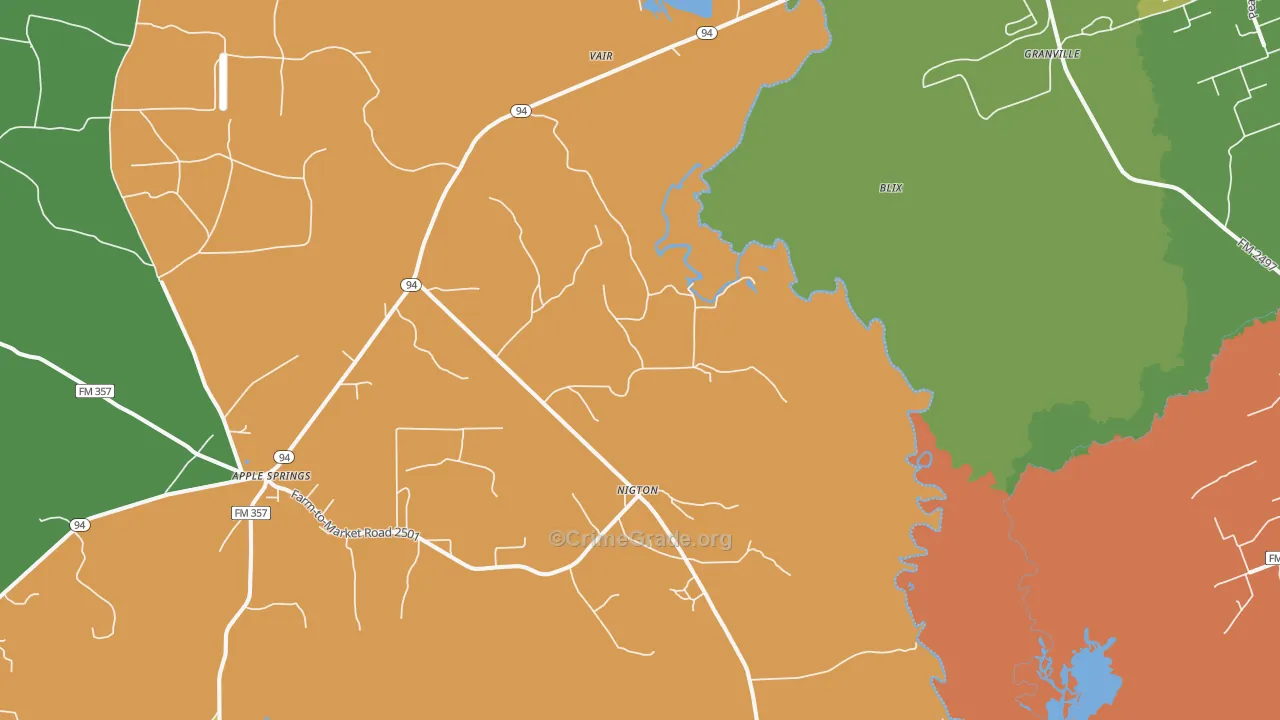 Nigton, TX Map of Vandalism Rates