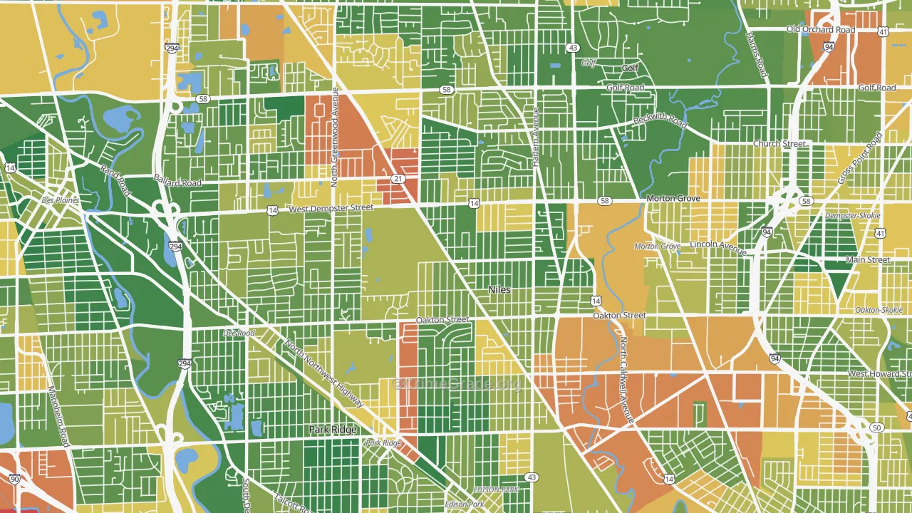 Niles, IL Map of Vandalism Rates