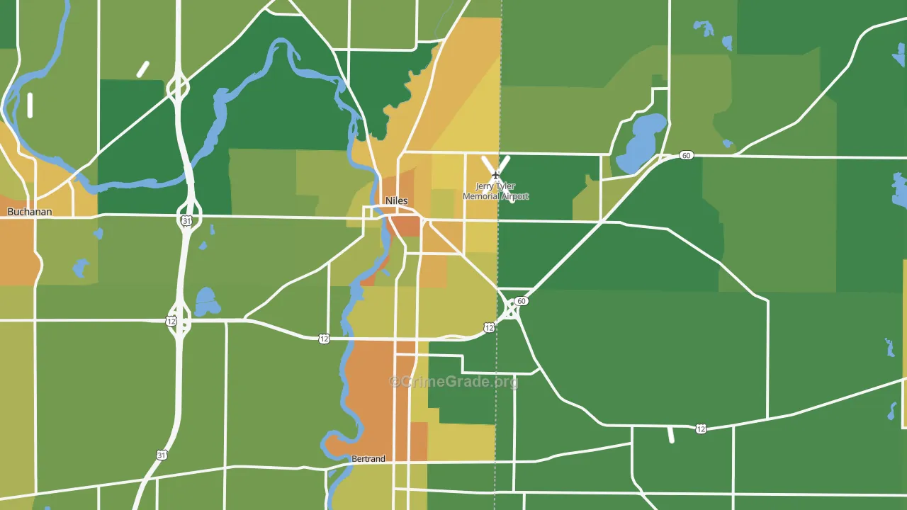 Niles, MI Map of Vandalism Rates