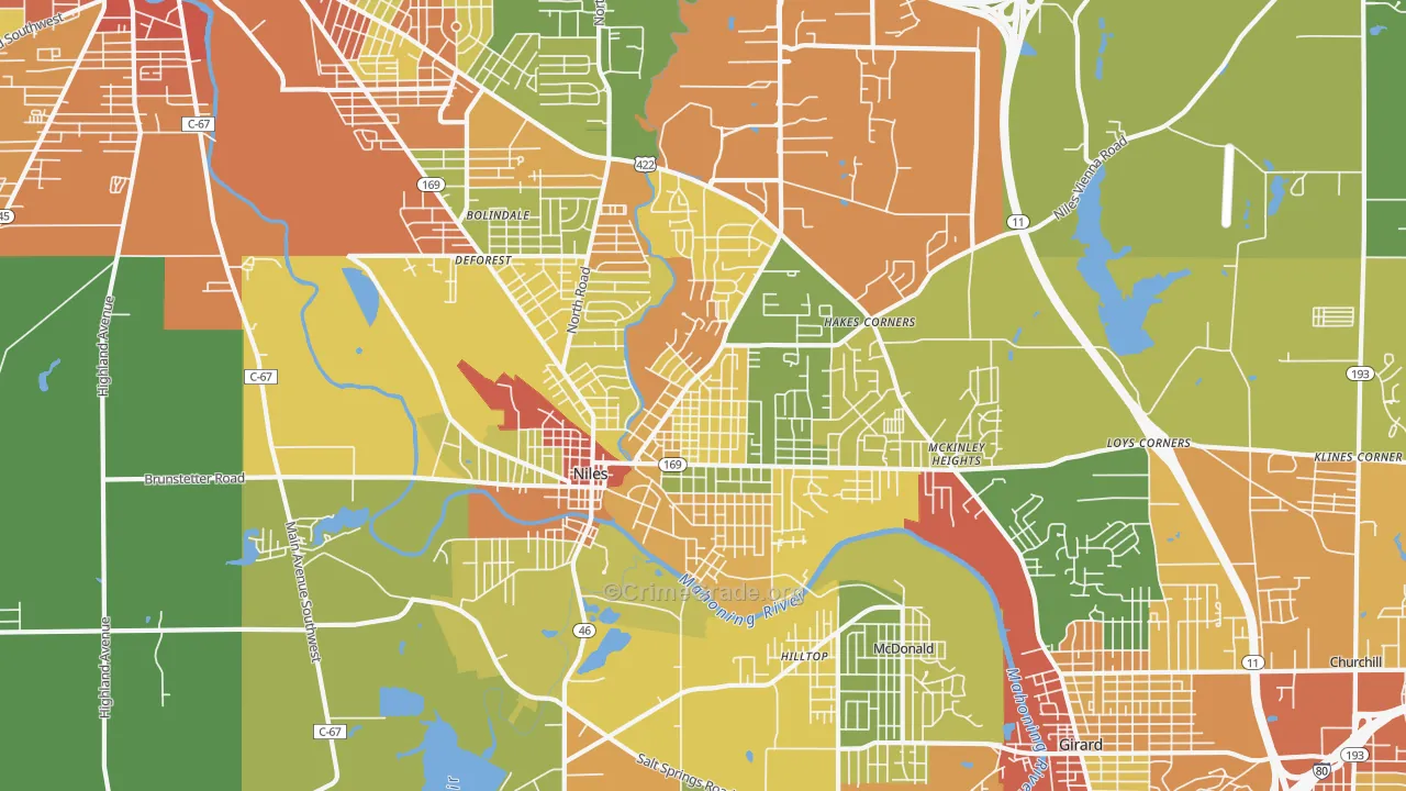Niles, OH Map of Vandalism Rates