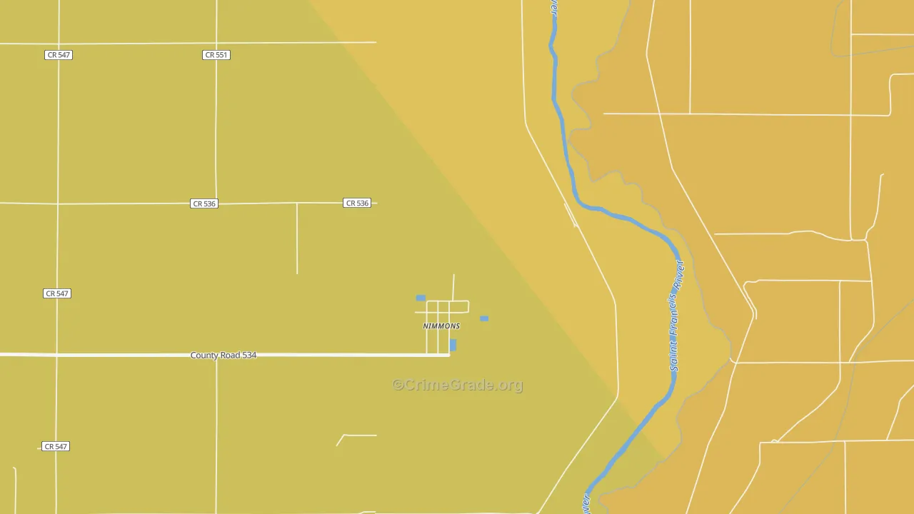 Nimmons, AR Map of Vandalism Rates