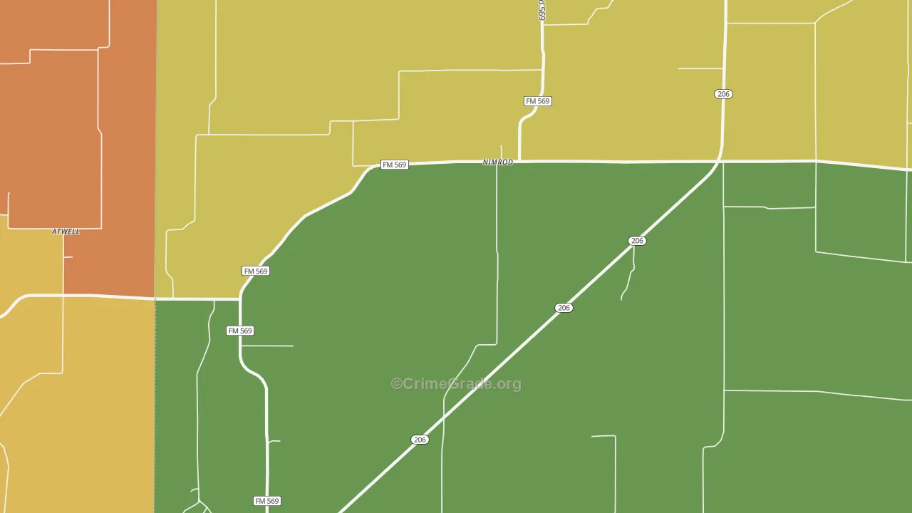 Nimrod, TX Map of Vandalism Rates