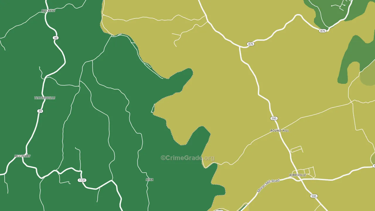Nina, KY Map of Vandalism Rates