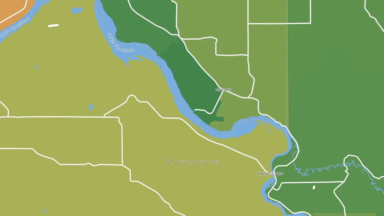 Nine Mile Falls, WA Map of Vandalism Rates