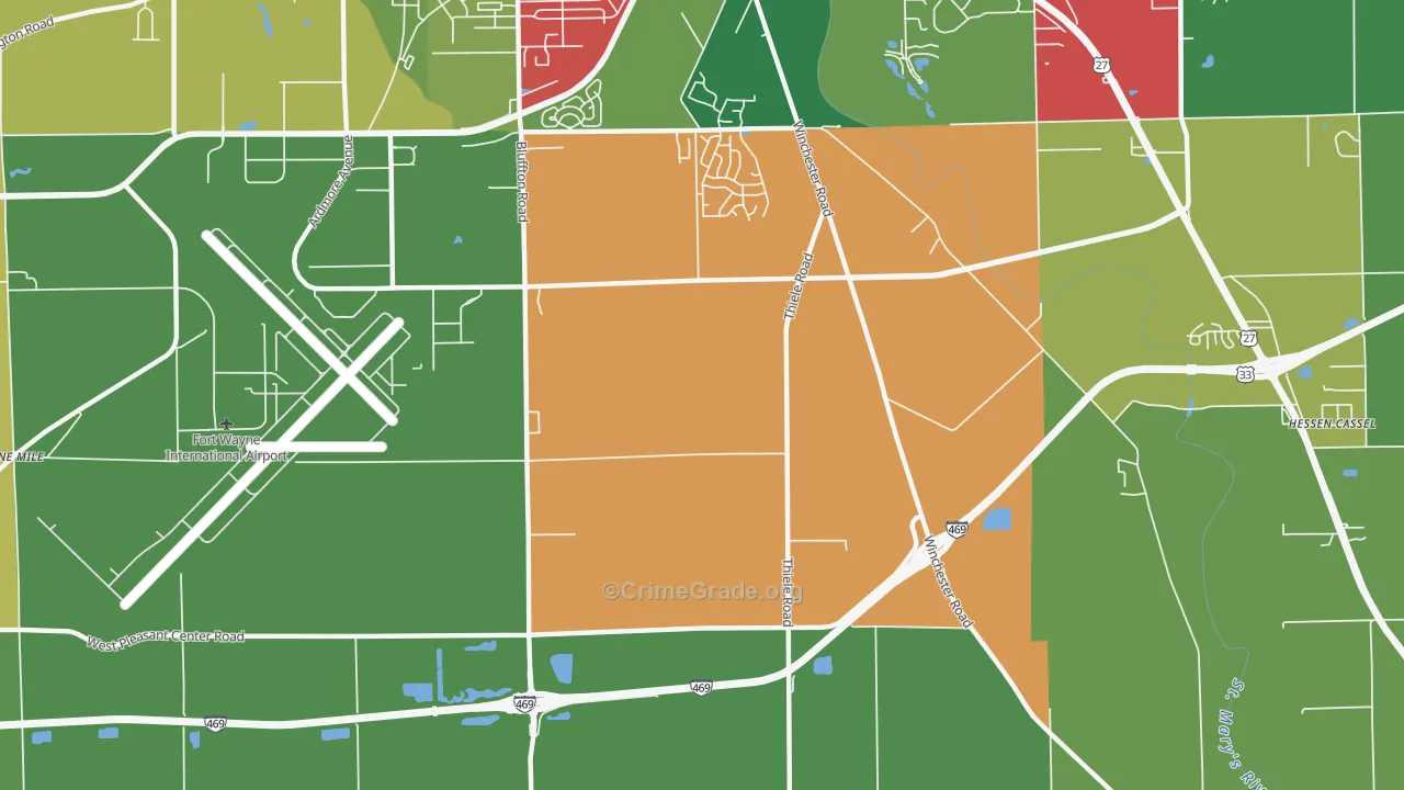Nine Mile, IN Map of Vandalism Rates