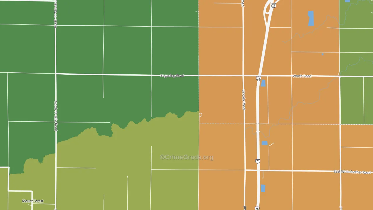 Nine Mile, MI Map of Vandalism Rates