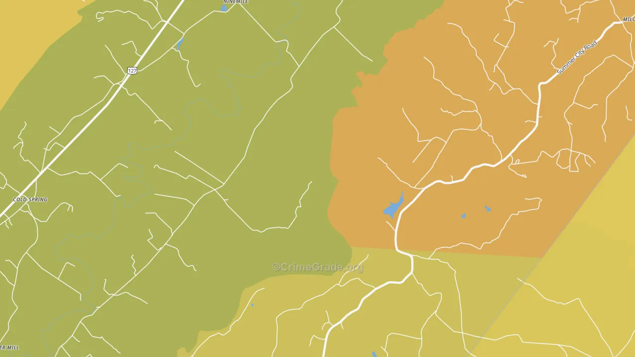 Nine Mile, TN Map of Vandalism Rates