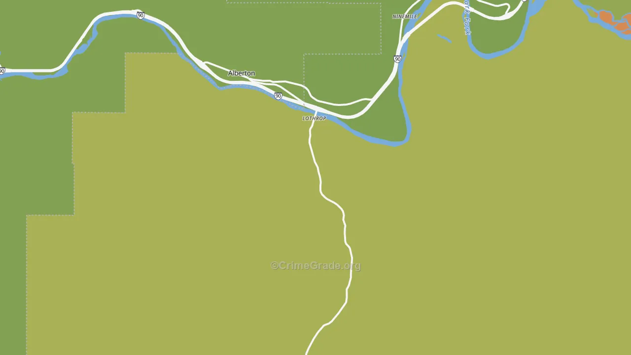 Ninemile, MT Map of Vandalism Rates