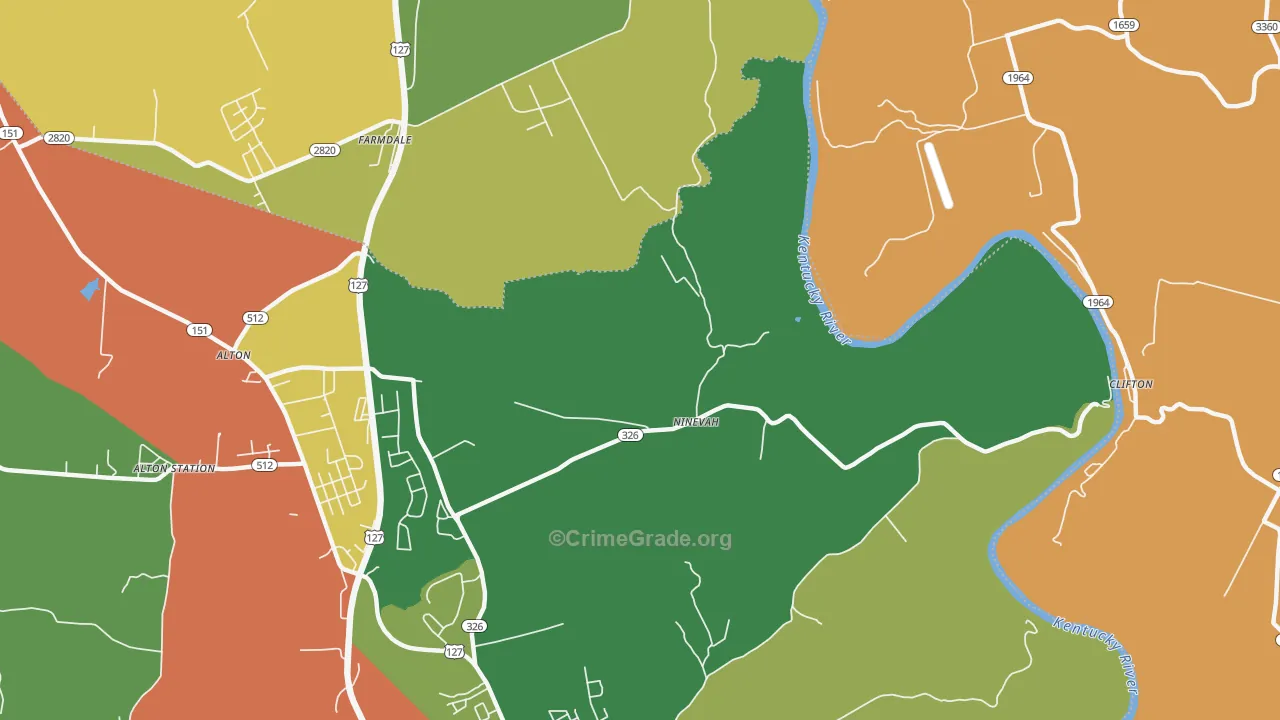 Ninevah, KY Map of Vandalism Rates