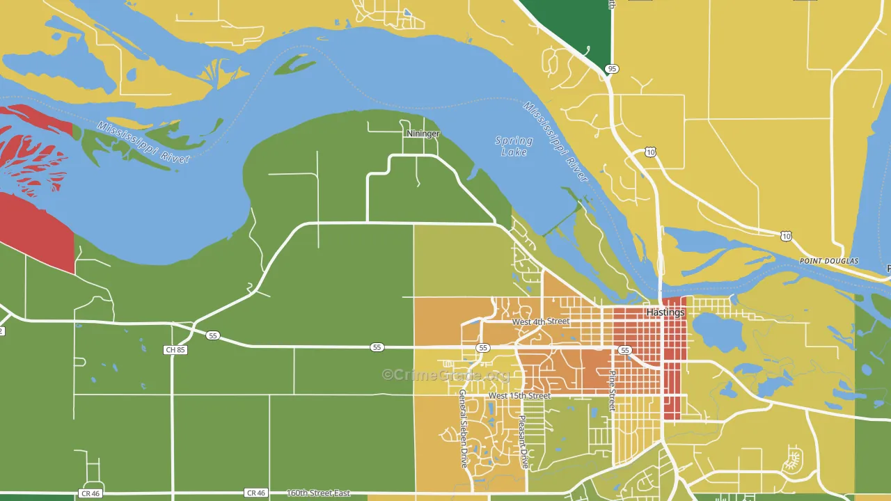 Nininger, MN Map of Vandalism Rates