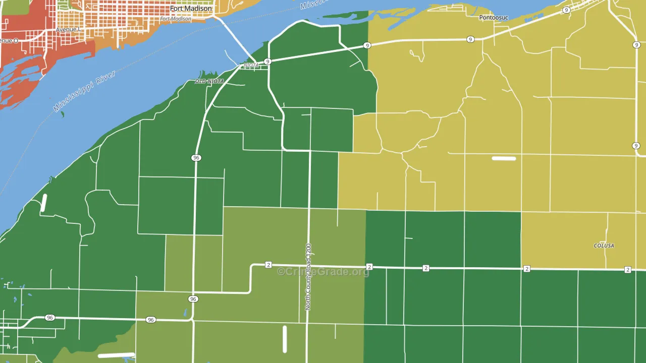 Niota, IL Map of Vandalism Rates