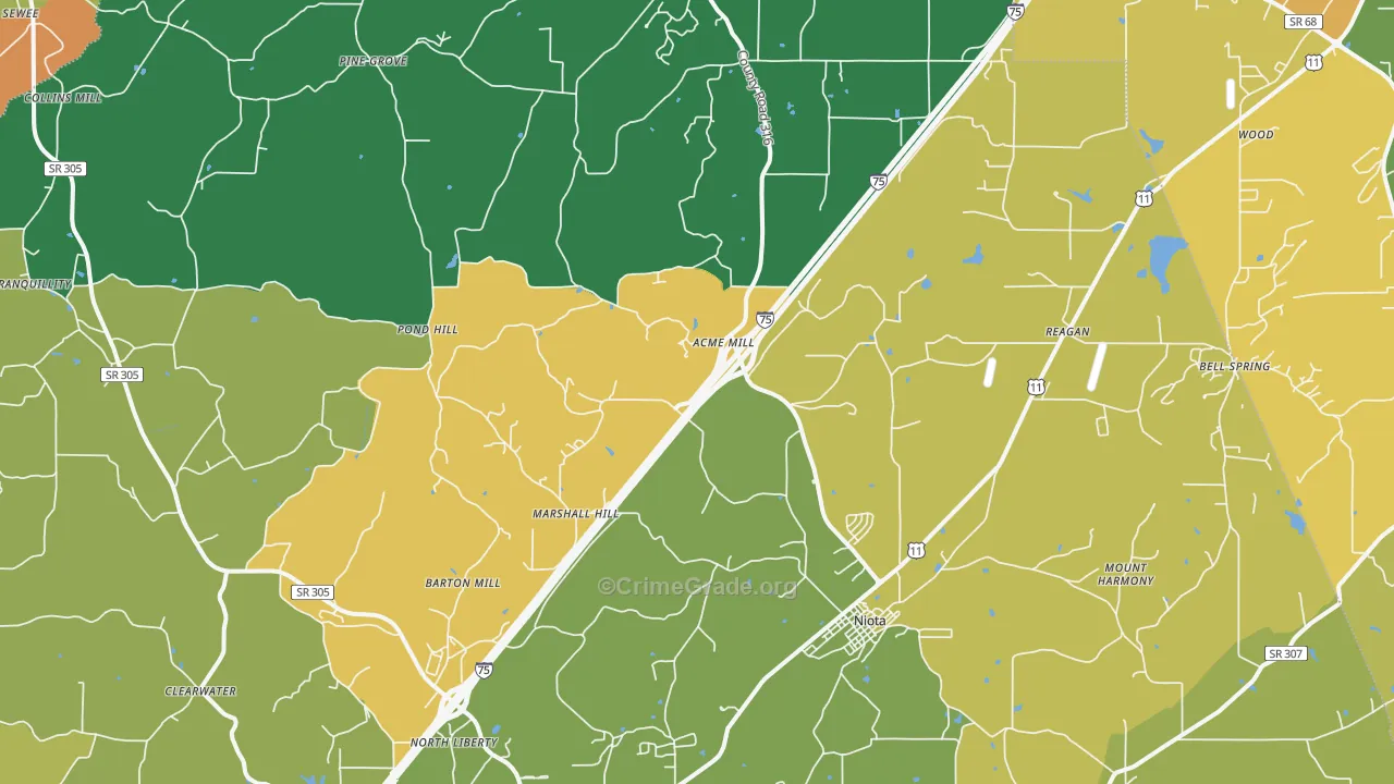 Niota, TN Map of Vandalism Rates