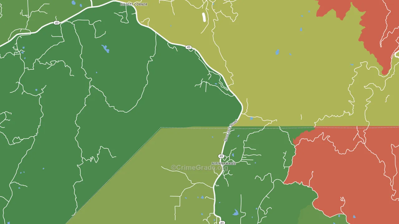 Nipinnawasee, CA Map of Vandalism Rates