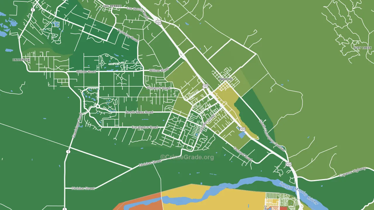 Nipomo, CA Map of Vandalism Rates