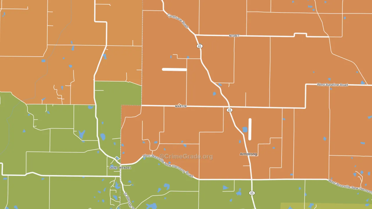 Nisbet, IN Map of Vandalism Rates