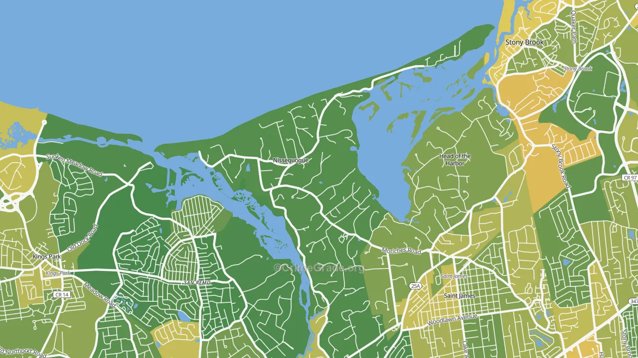 Nissequogue, NY Map of Vandalism Rates