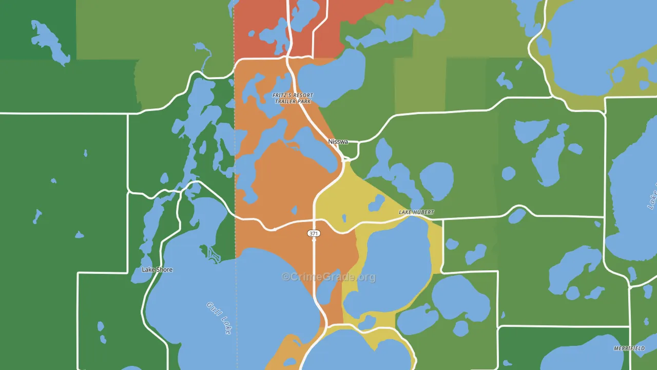 Nisswa, MN Map of Vandalism Rates