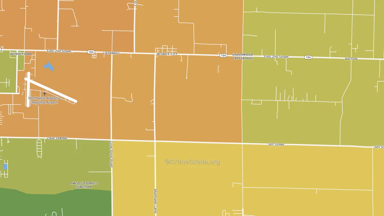 Nitrate City, AL Map of Vandalism Rates