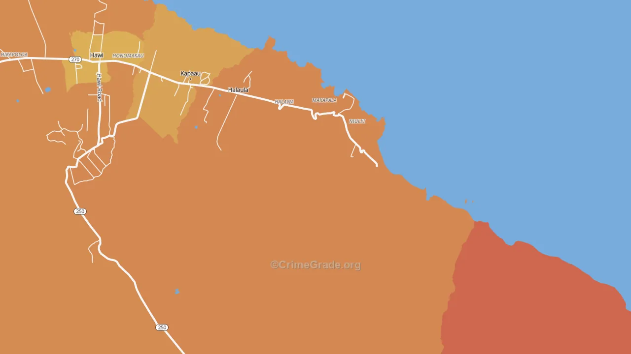 Niulii, HI Map of Vandalism Rates