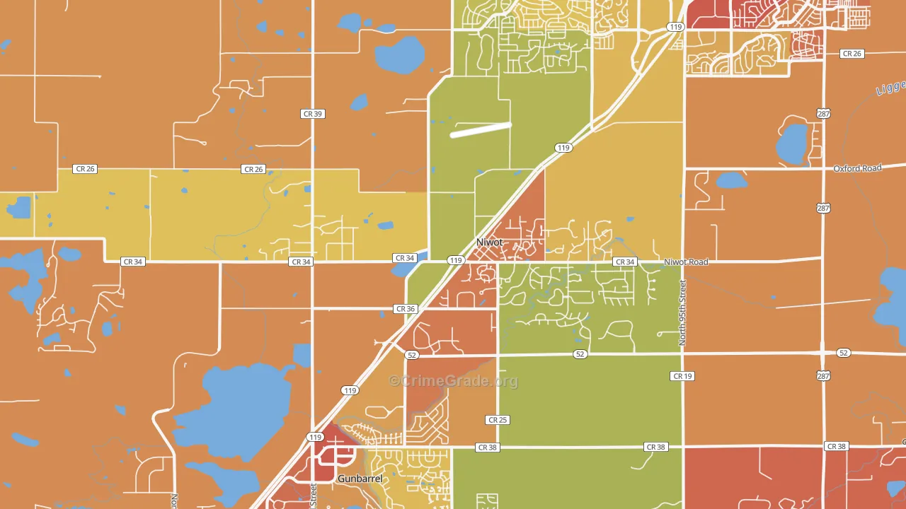 Niwot, CO Map of Vandalism Rates